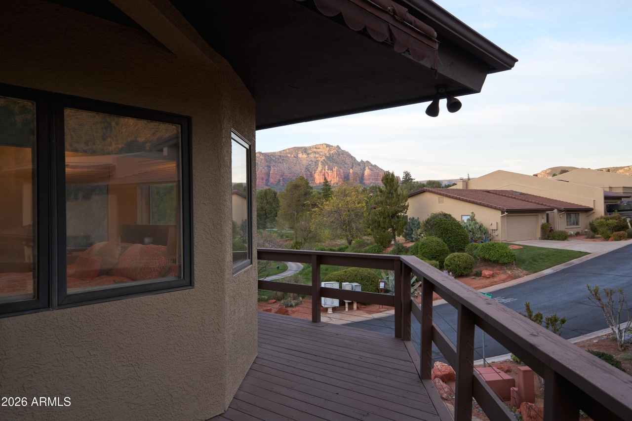 Deck with panoramic red rock views